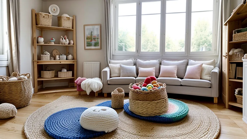 Mains d'enfant explorant des activités sensorielles sur un plateau en bois aux textures variées